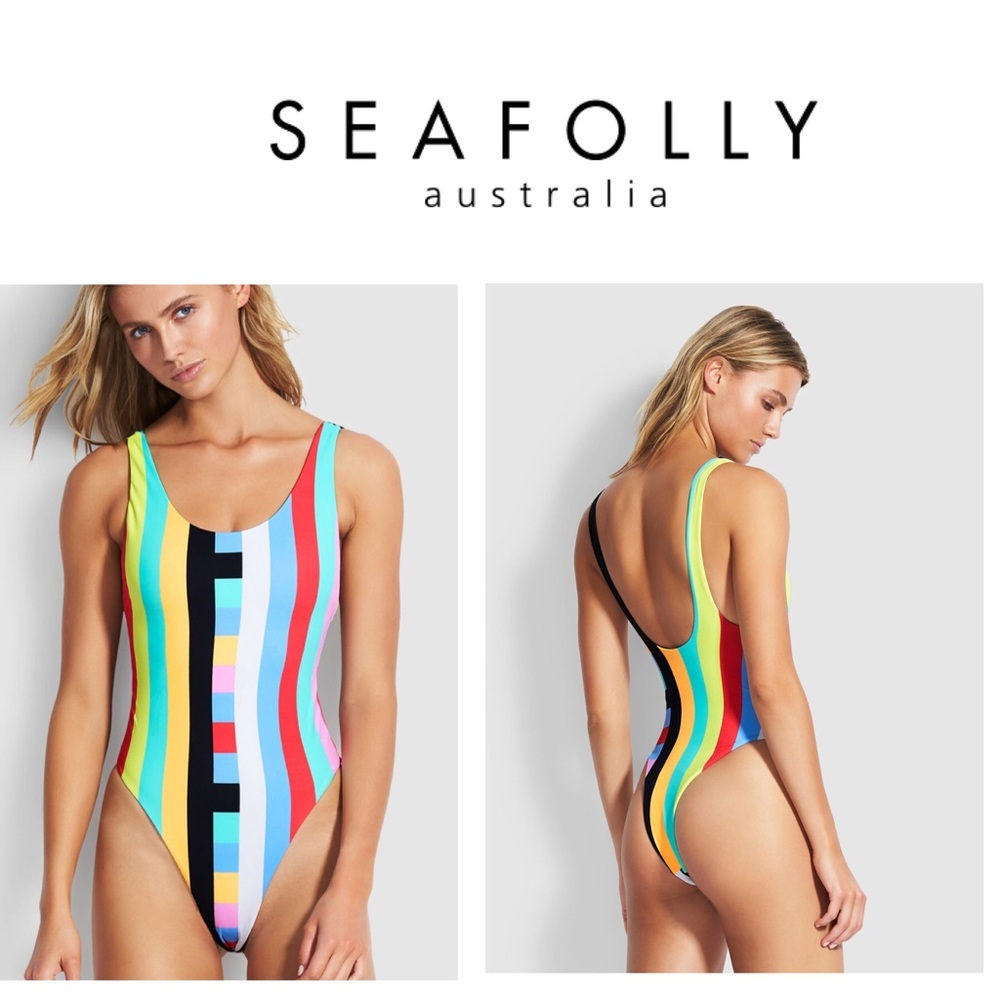 *SeaFolly Band Wave Retro Tank Women’s size 10 One Piece Swimsuit